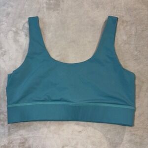Fit Track Women XL Teal Blue Scoop Neck Athletic Sports Bra FT Logo